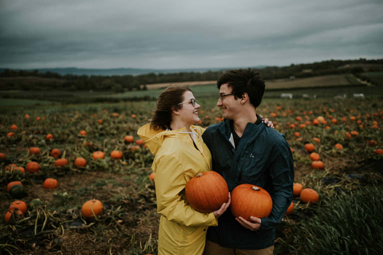 Edinburgh pumpkin farm engagement photoshoot