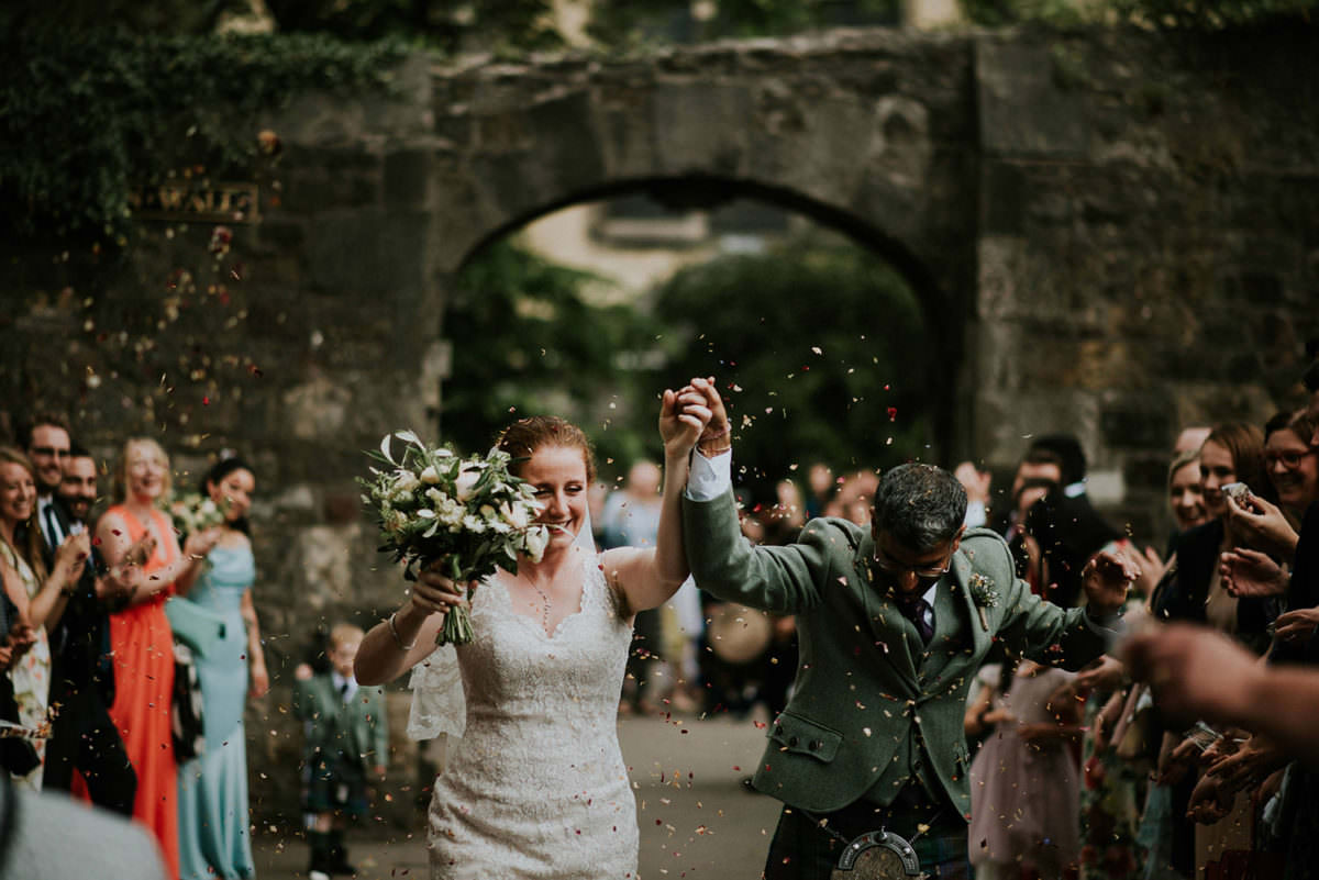 Edinburgh wedding confetti exit - Scottish wedding photographer