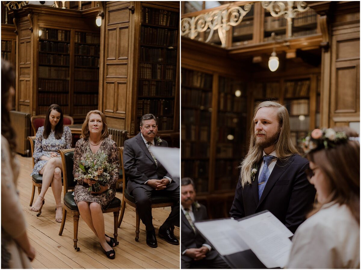 Parents of the groom witnessing the marriage ceremony