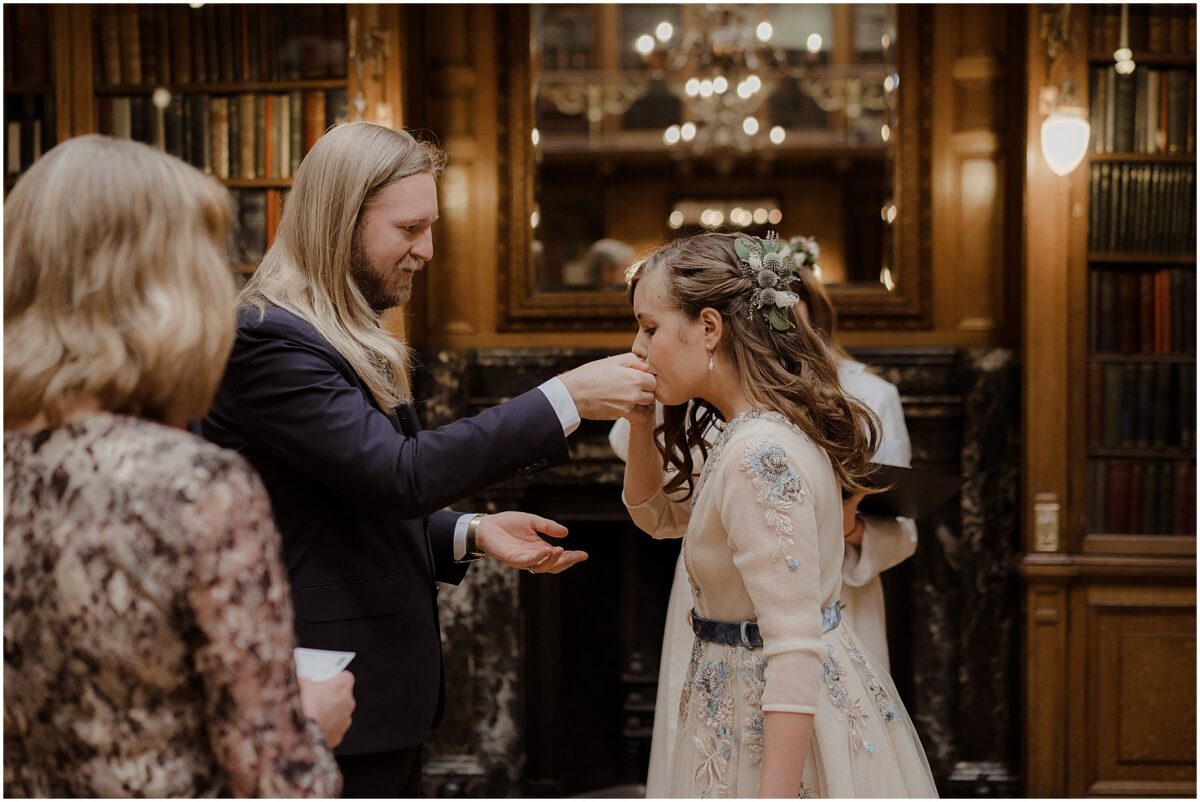 Bride taking a sip from the quaich 