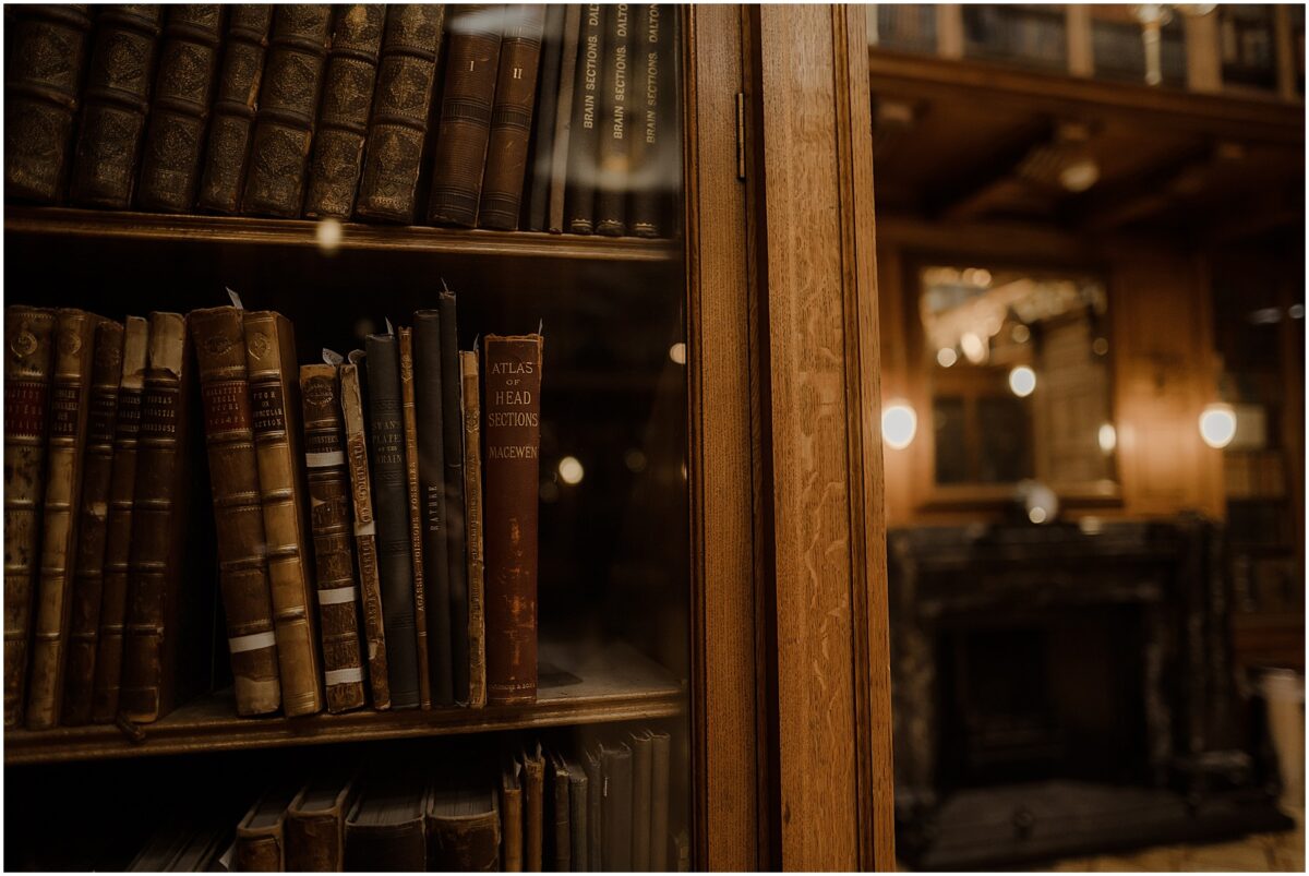 Old books on the shelves of New Library