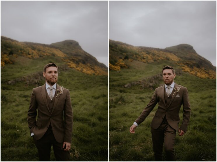 Arthur's Seat wedding photos in Holyrood Park - Edinburgh wedding photographer