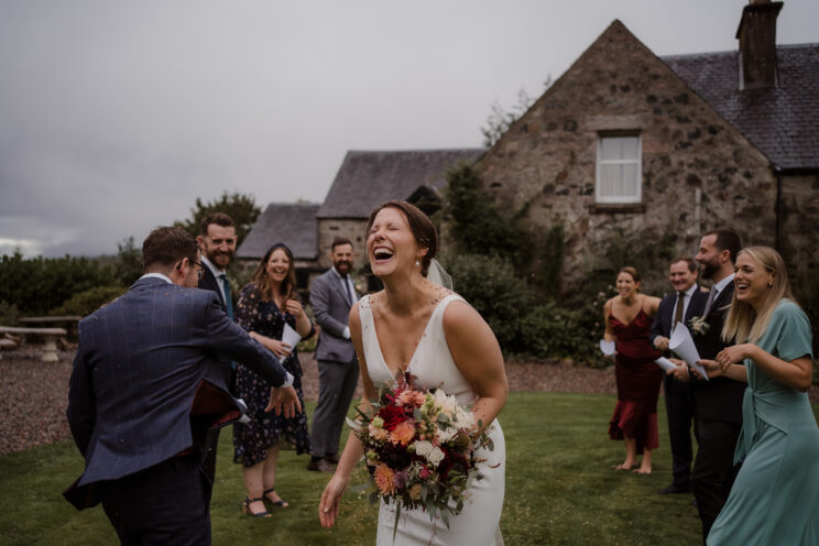Confetti exit moment at a Glencoe micro-wedding