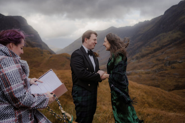 Windy October Scottish highlands wedding elopement