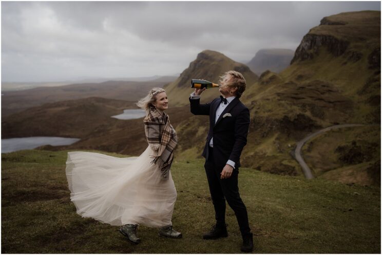 Rainy Fairy Glen elopement on Isle of Skye, Scotland