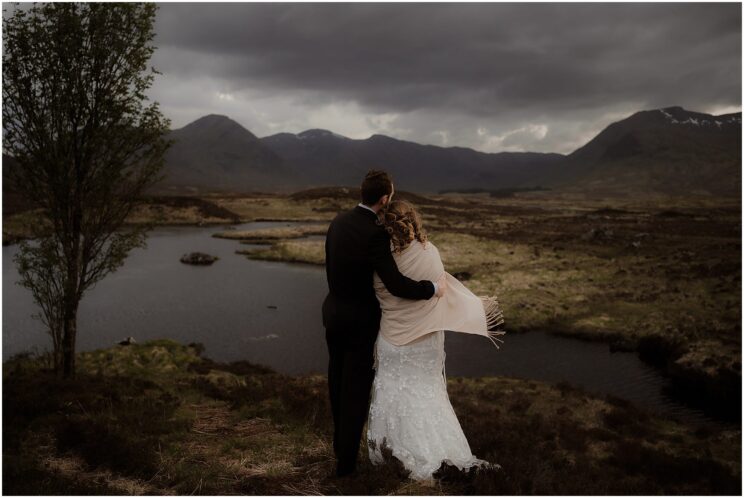 Sunset Rannoch Moor elopement in Scotland
