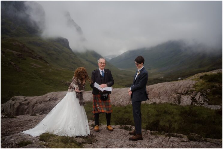 Elopement wedding ceremony in the Scottish highlands