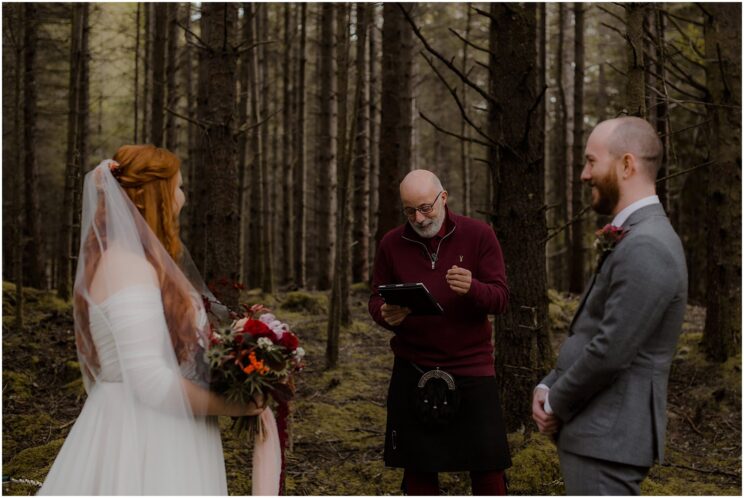 Woodland elopement ceremony at Glencoe Lochan forest - Scotland elopement photographer