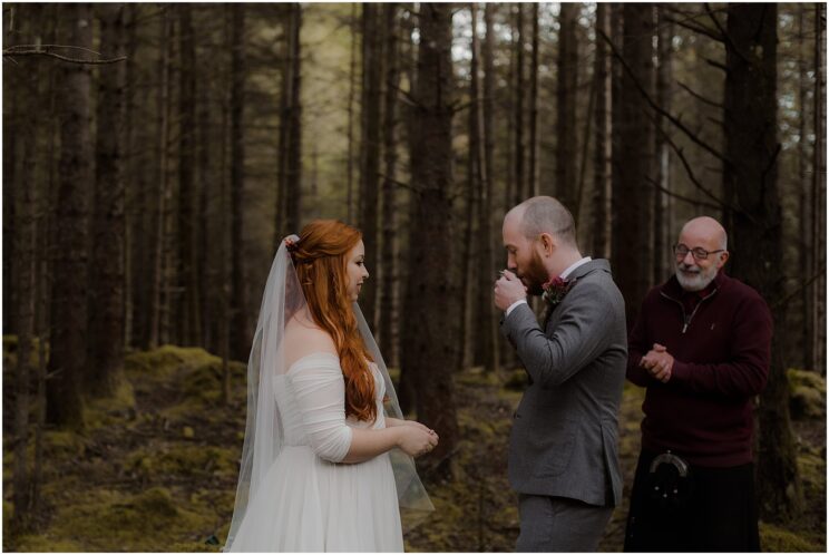 Woodland quaich elopement ceremony at Glencoe Lochan forest - Scotland elopement photographer
