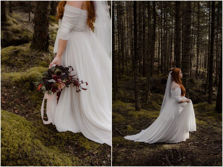 Woodland elopement ceremony at Glencoe Lochan forest - elopement photographer in Scotland