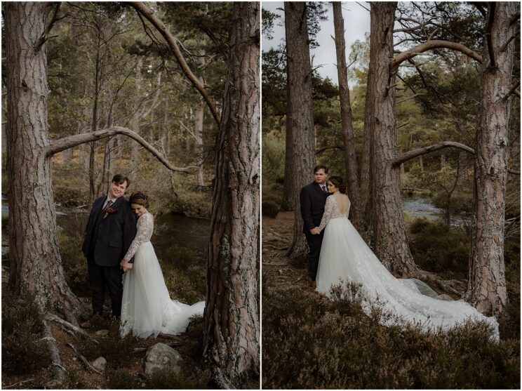 Loch en Eilein forest wedding photoshoot in the Cairngorms National Park