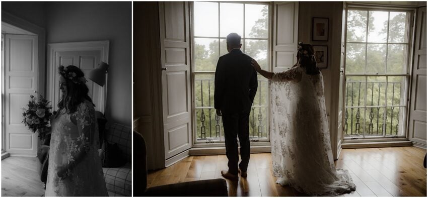 Bride and groom's first look before the wedding