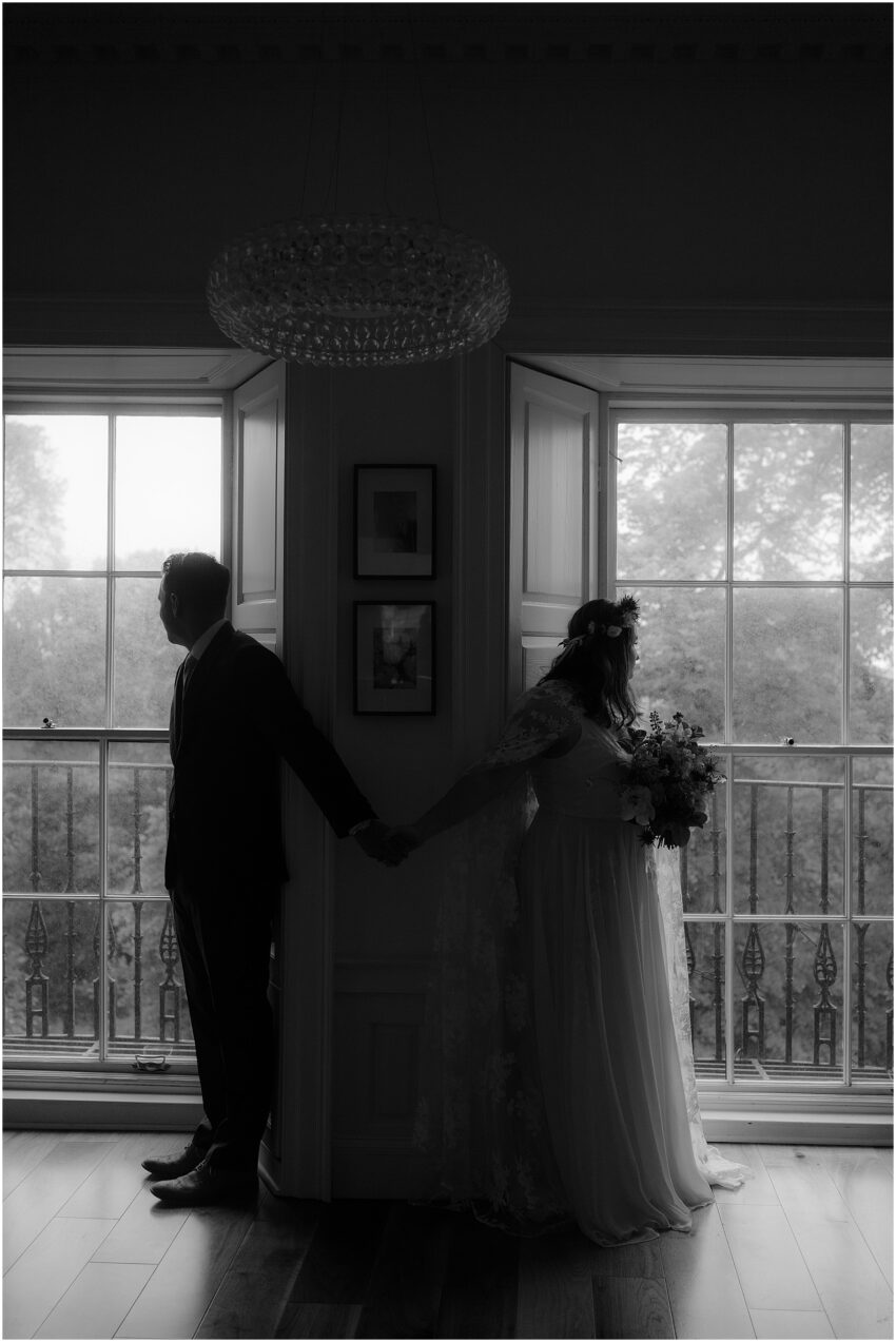 Bride and groom's first look before the wedding
