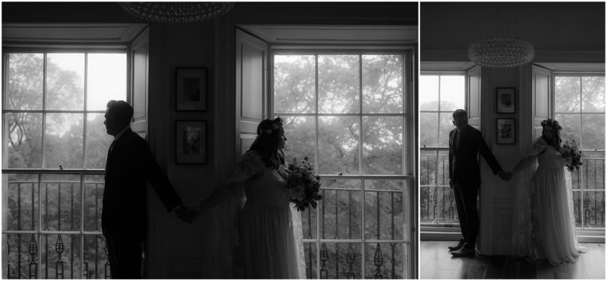 Bride and groom's first look before the wedding