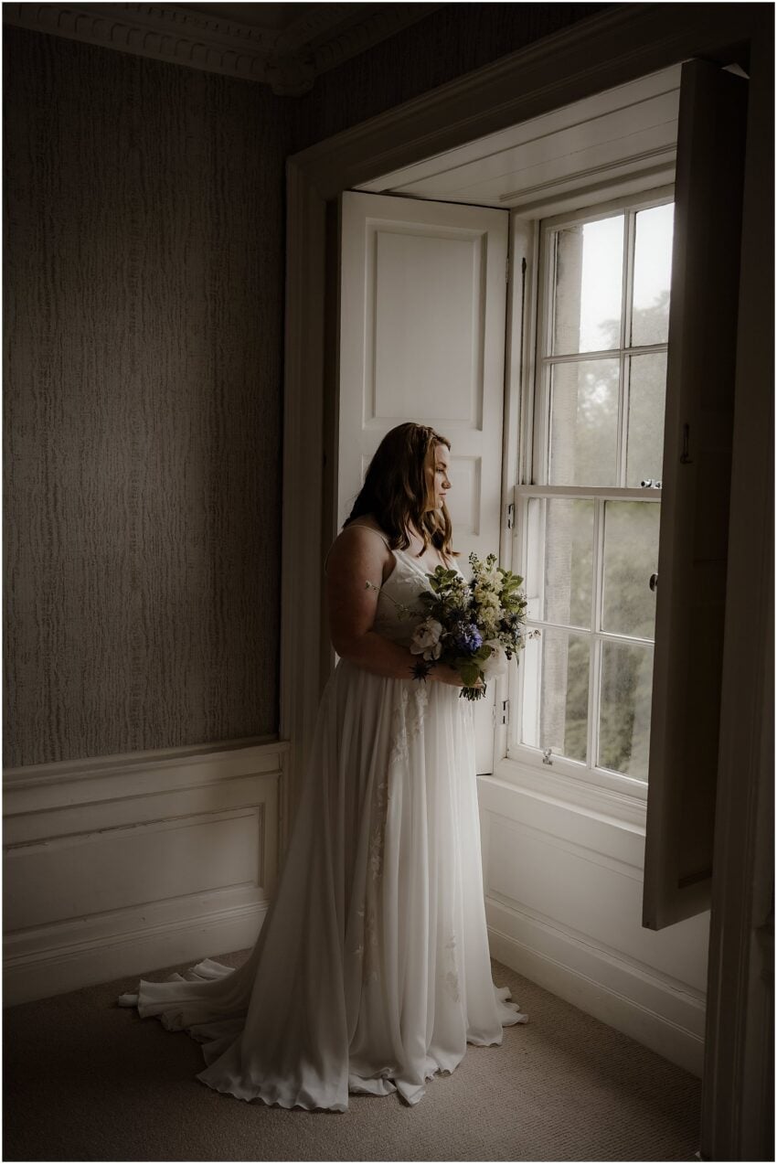 Bridal portraits - getting ready photos at Edinburgh accommodation