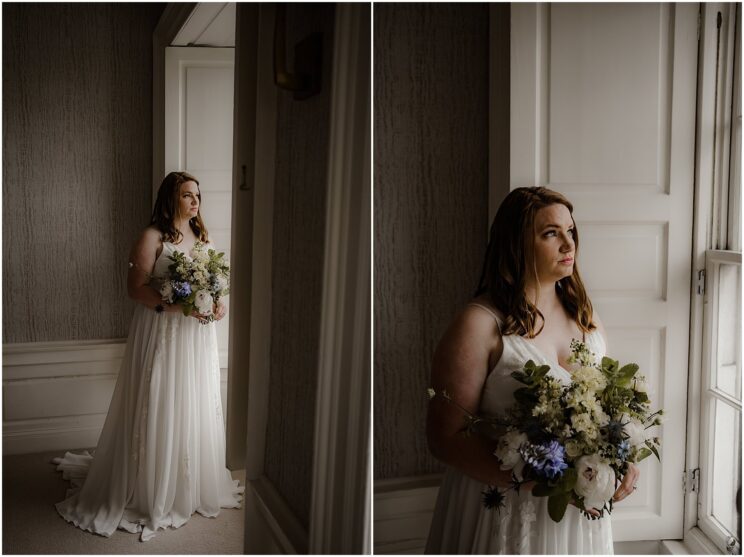 Bridal portraits - getting ready photos at Edinburgh accommodation
