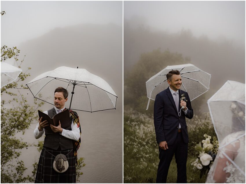 Misty micro-wedding at Dunsapie Loch in Edinburgh, Scotland
