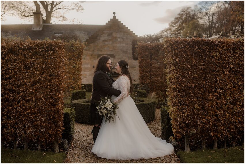 Wedding photoshoot in Carlowrie Castle in Scotland