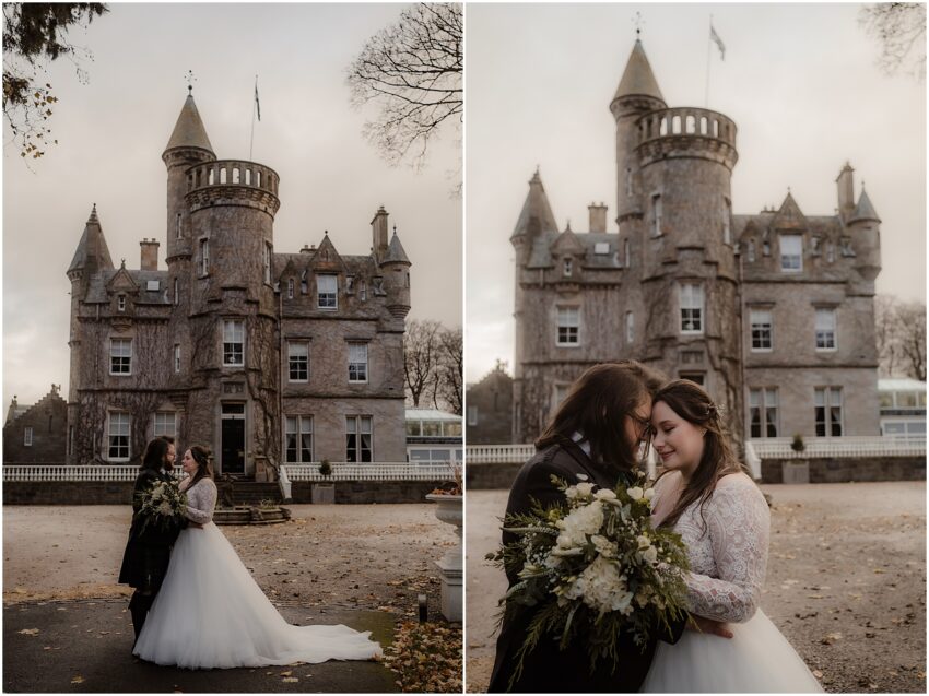 Bride and groom photoshoot in Carlowrie Castle 
