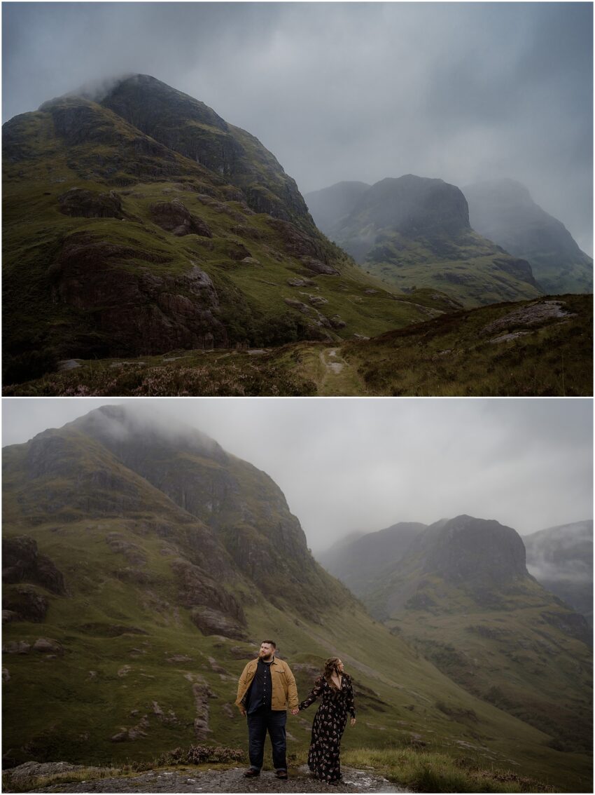 Landscape view in Glencoe - couple photoshoot in the Scottish highlands