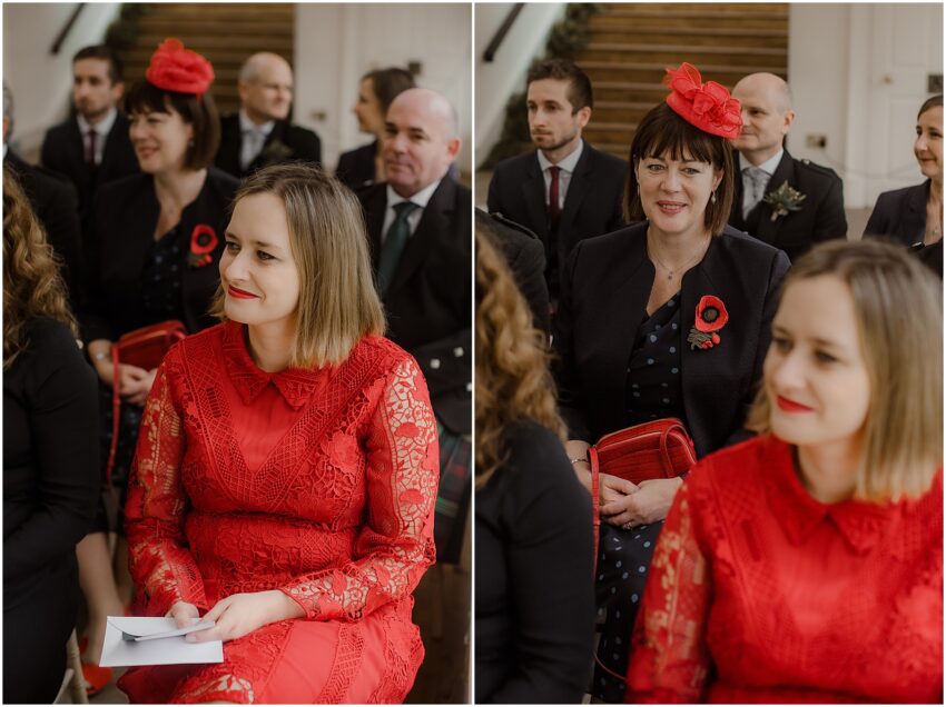 Guests at a wedding ceremony in Edinburgh