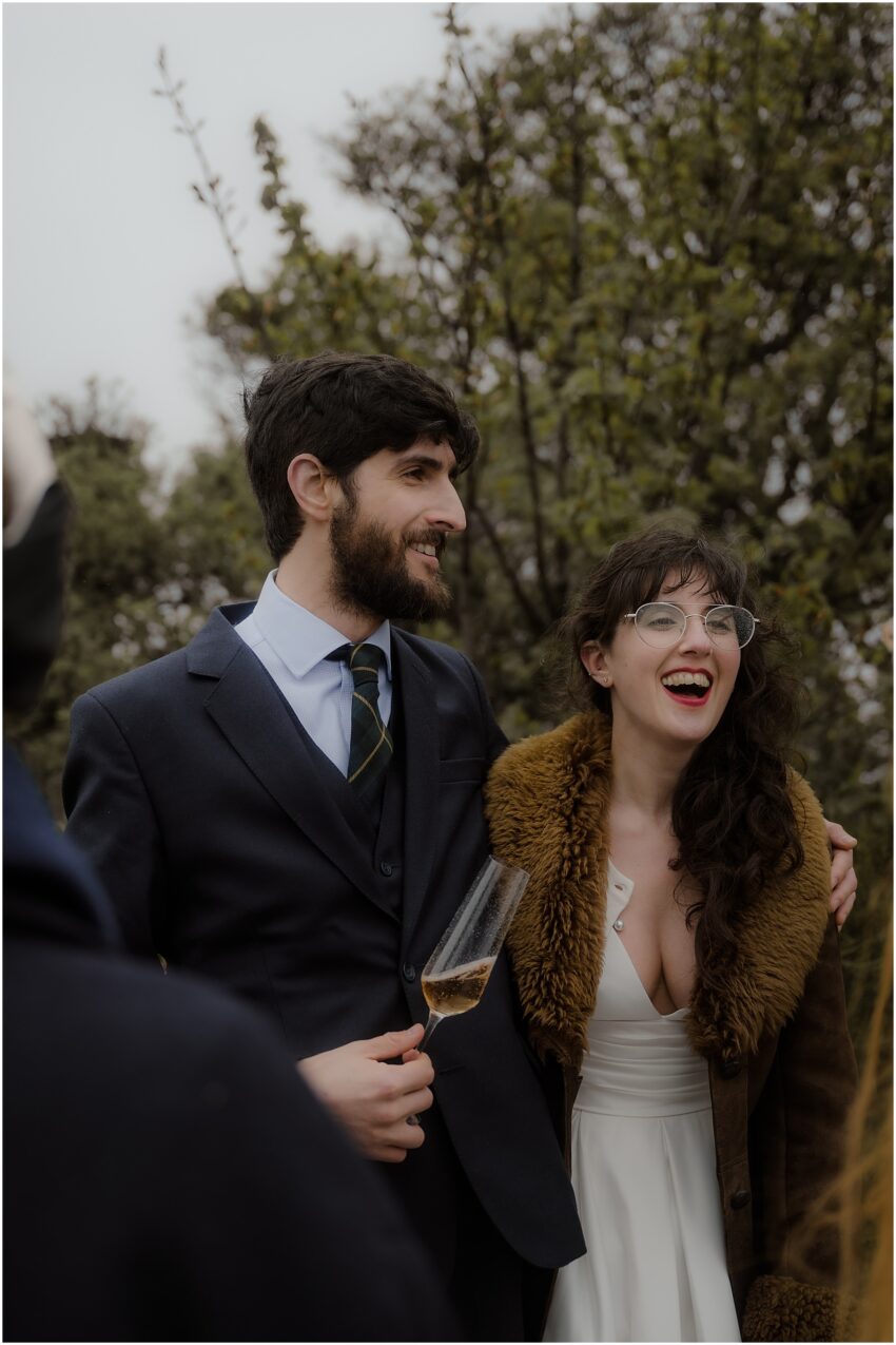 Guests celebrating the marriage after the Calton Hill elopement ceremony