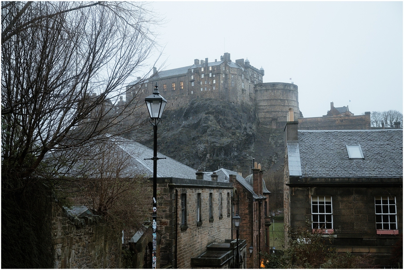 Wintry rainy day at Edinburgh Castle