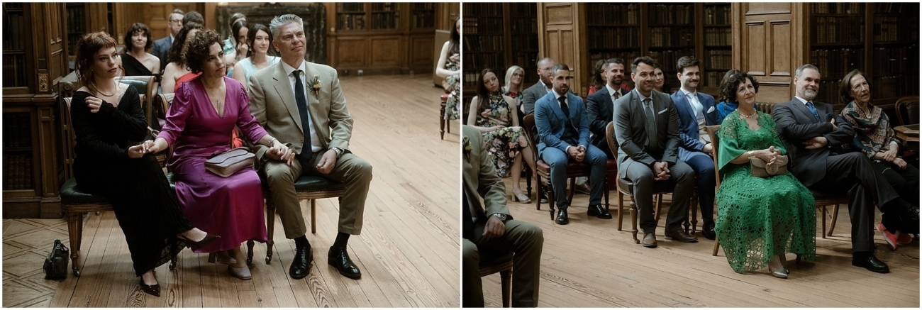 A close view of seated guests observing the ceremony.